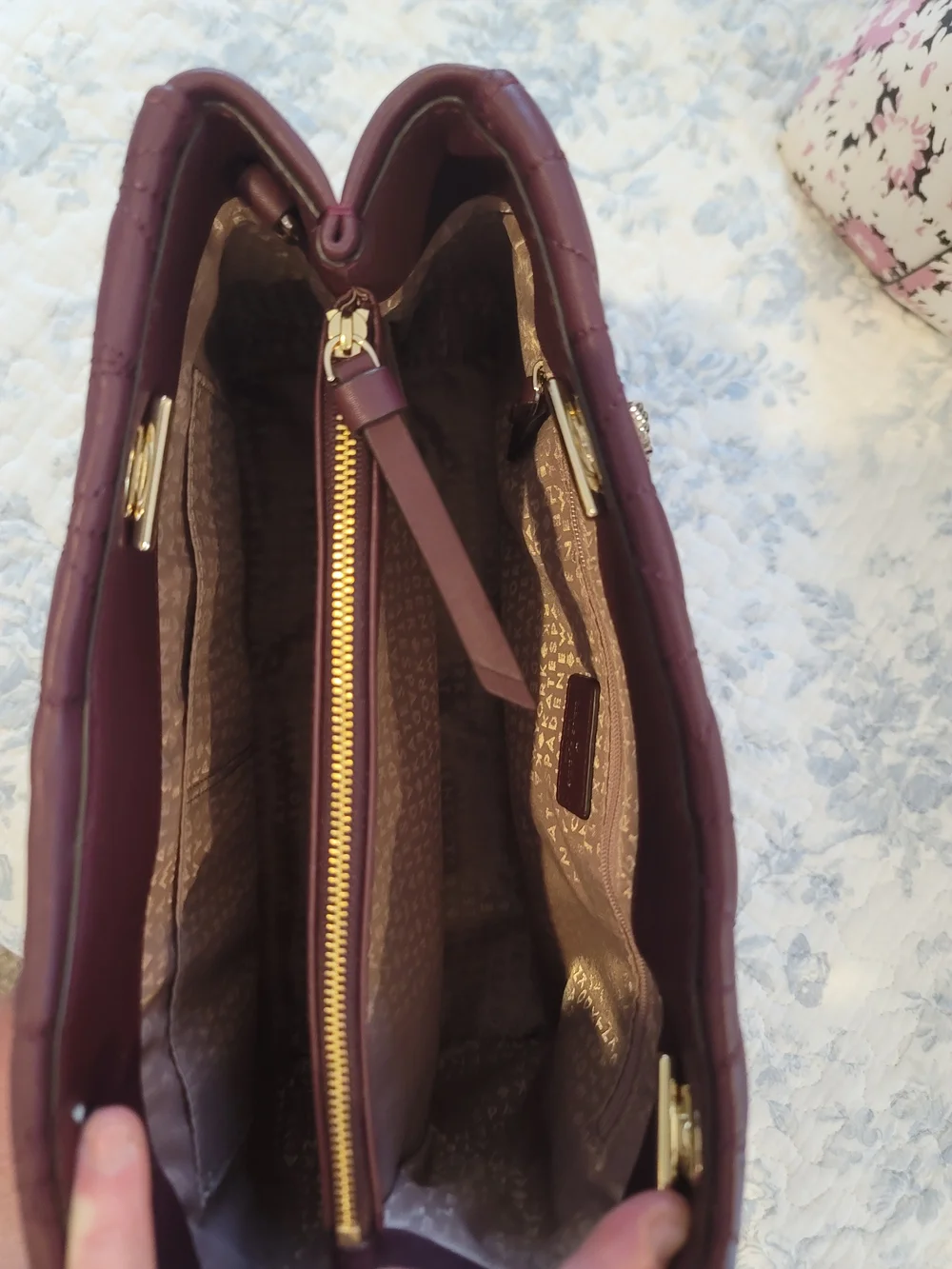 kate spade Quilted Leather Tote Bag in Plum Purple